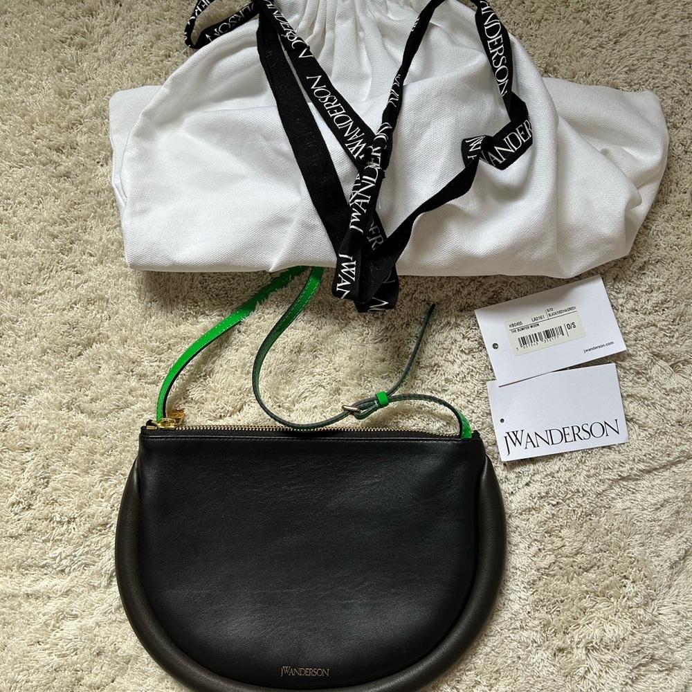 JW Anderson Black and Green Half-Moon Clutch
